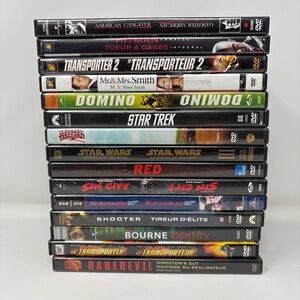 Lot of 15 Action DVD James Bond, Bourne Identhy, Sin City, Hitman